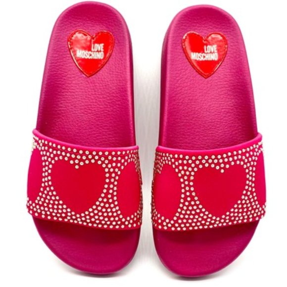 Love Moschino Pink Heart Studded Sandals - Picture 2 of 9